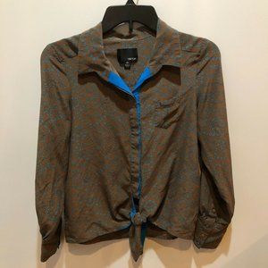 Greylin XS Brown Silk Long Sleeve Blouse Shirt Top